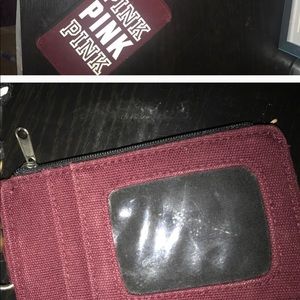 Id wallet lanyard pink maroon